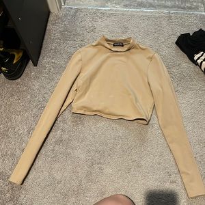 Fashionnova beige crop top long sleeve with small turtleneck size large.